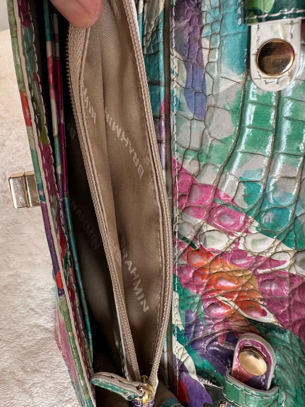 Brahmin Polina Multicolor Daylily Crossbody / Clutch / Wallet w/Chain Strap
